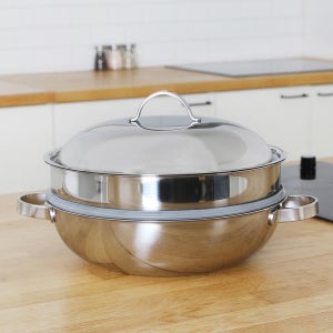 국내생산 스텐304 통3중 인덕션 찜기 찜솥 전골찜냄비 프리미오 2단 24cm