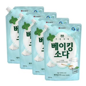 LG생활건강 퐁퐁 베이킹소다 주방세제 리필 1.2Lx4개