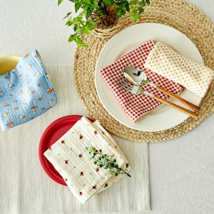 [모던하우스] 도톰한 4중지 살림 거즈행주 4P세트 레드