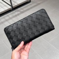 보테가 베네타 인트레치아토 VN레더 투톤 집어라운드 장지갑 블랙 / BOTTEGA VENETA VN TWO TONE ZIPAROUND WALLET [593217 VCPQ6]