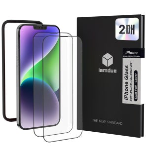 아이엠듀 풀커버 강화유리 액정보호필름 보호 필름 아이폰14플러스/13프로맥스 공용, 2매입