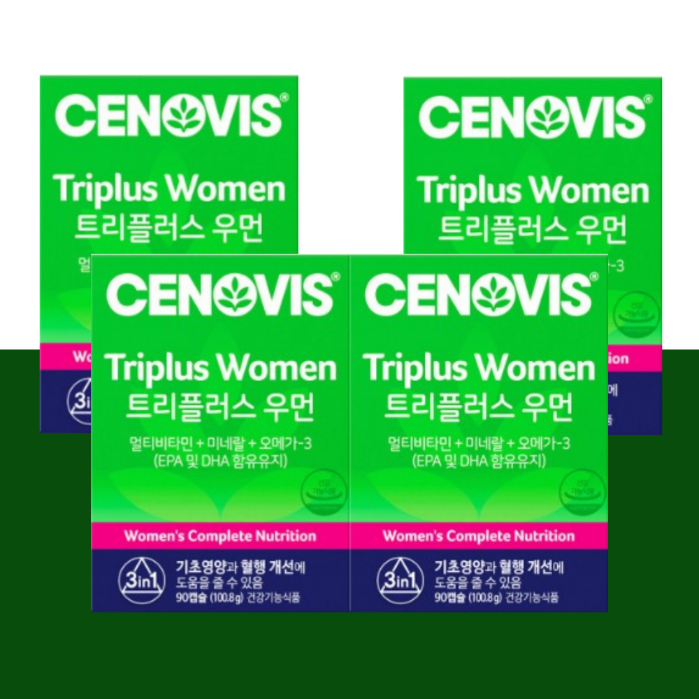 세노비스 트리플러스 우먼 세비<b>노스</b> 여성종합비타민 혈행개선 90캡슐x4박스 6개월분
