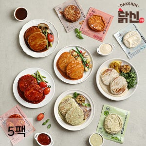 다신샵 소스 닭가슴살 스테이크 데미그라스 외 5종 5팩 / 국내산 함박