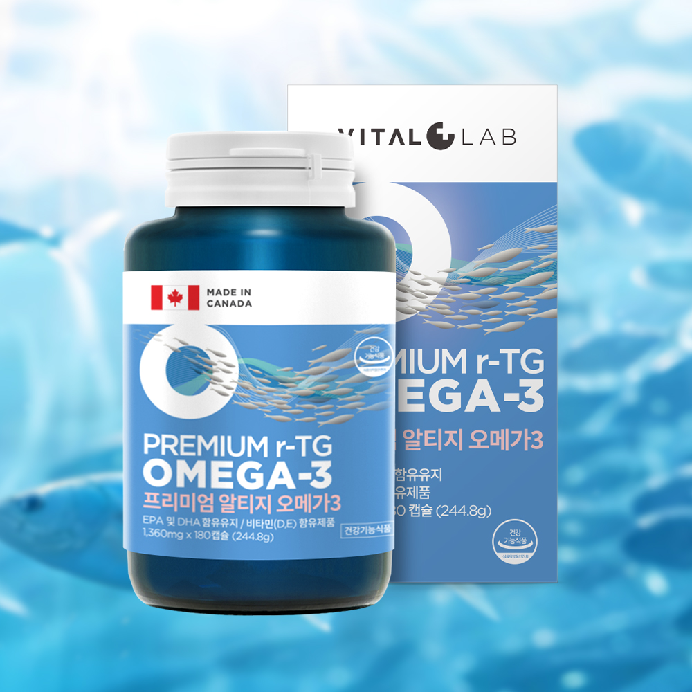 <b>바이탈랩</b> 캐나다 프리미엄 알티지 <b>오메가3</b> 6개월분 EPA DHA 1200 180캡슐, 1개