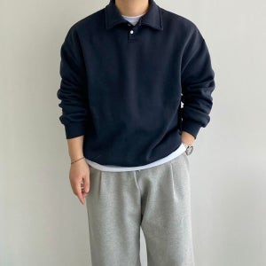 남자맨투맨 기모 긴팔카라티 오버핏 무지