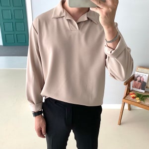 남자 카라티 구김제로 헨리넥 티셔츠 빅 사이즈 cm1231