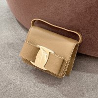 살바토레 페라가모 바라 보우 스터드 미니 크로스백 카멜 / SALVATORE FERRAGAMO VARA BOW STUD MINI CROSS BAG CAMEL [21O002]