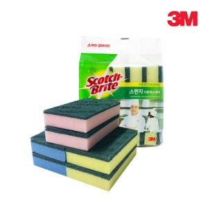 3M SL135 수세미 핑크/블루 5개입 주방수세미 스펀지수세미