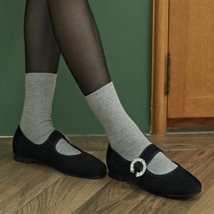 허시파피 여성 큐빅 메리제인 플랫슈즈 - 3FN214/3FP4011