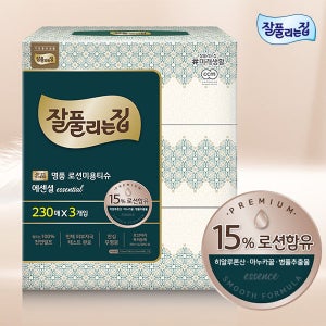 잘풀리는집 명품로션티슈 미용티슈 230매-3개입 각티슈 휴지 화장지 곽티슈 리얼모이스춰
