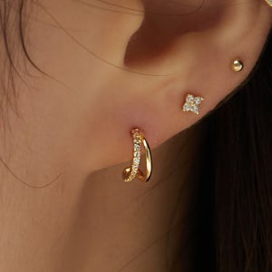 [무배/전체14k] 리릭 두줄링 골드 피어싱 귀걸이