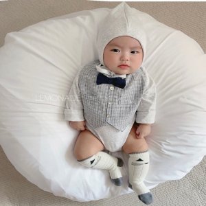 레모네이드 봄 가을 아기 남아 루안턱시도 슈트set(보넷 턱받이 포함) 백일룩 돌촬영옷