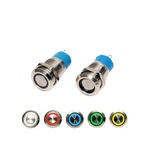 ON-OFF 방수 금속 푸쉬 버튼 스위치 모음 12mm 방수스위치 - 잠금 16/19/22mm 스탠 재질 전원표시