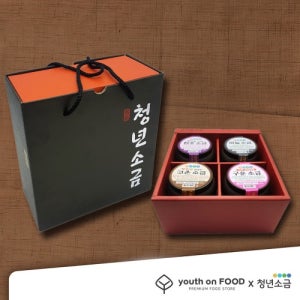 청년소금 선물세트 4구(함초 마늘 구운소금2)