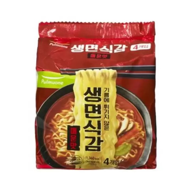 <b>풀무원</b> 생면식감 매운맛 4개입 x 8봉지 쫄깃한 튀기지않은 저포화<b>지방</b> 저칼로리