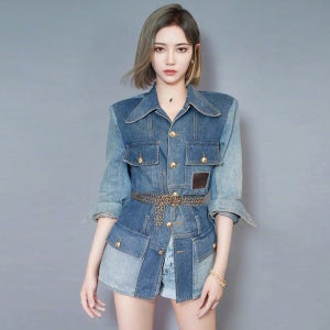 빈티지 미디엄 롱 데님 코트 가을 겨울 아우터