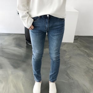 간절기 스트레이트핏 남자 슬림 그라데이션 10부 데님 긴청바지