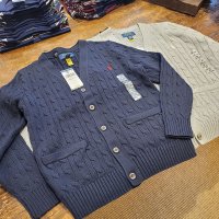 폴로 보이즈 꽈배기 브이넥 가디건 Boys Cable Cotton Cardigan