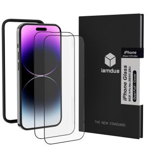 아이엠듀 풀커버 강화유리 액정보호필름 보호 필름 아이폰14 프로 맥스, 2매입