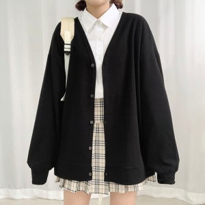 젠시 가디건 오버핏 학생가디건 교복 가을 루즈핏 무지 10대옷 스쿨룩 여자 집업