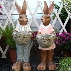 정원 소품 꾸미기 인테리어 마당 화단 옥상 조형물 용품 동물 웰컴 토끼부부
