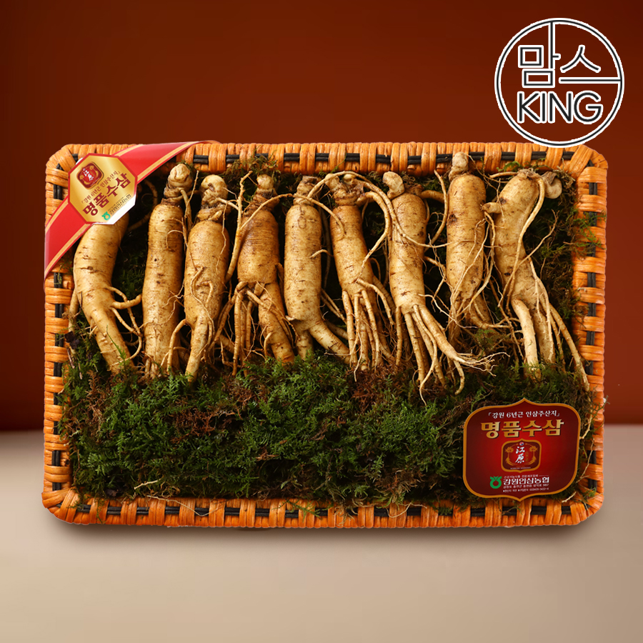 [맘스킹][강원인삼농협] 6년근 수삼 선물세트 3호(특대) 1kg(7-8편)