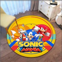 3D Cartoon Sonic Round Area Rug Floor Mat Living Room Carpet Polyester Dropship