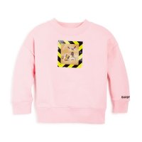 버버리 키즈 소매 로고 사슴 프린트 캔디 핑크 맨투맨 티셔츠