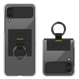 내셔널지오그래픽 폴더블 링 스트랩 크리스탈 슬림핏 케이스 블랙, 갤럭시Z 플립4