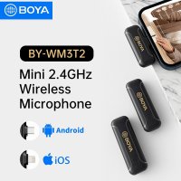 마이크 BOYA BYWM3T2 Professional Mini 2.4GHz Wireless Microphone Lavalier Video Recording for Phone pk