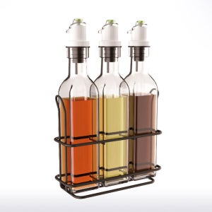 루미낙 사각 유리 오일병 거치대포함 간장병 공병 식용유통 디스펜서 용기 250ml, 3개