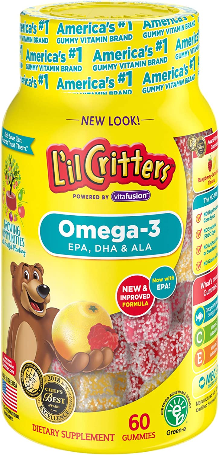 <b>L’il critters</b> <b>릴크리터스</b> Omega-3 DHA, 레모네이드, 60개, 2팩 혈액순환 눈건강 면역지원