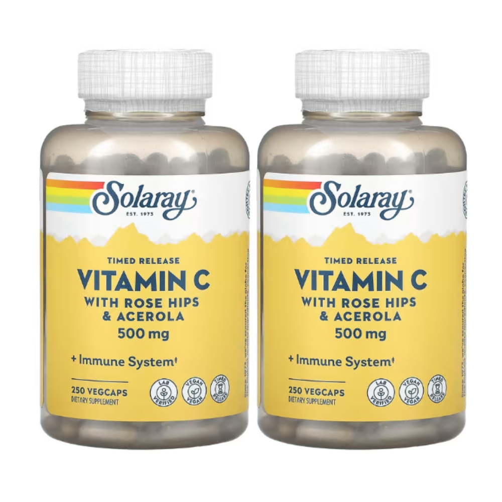 솔라리 Timed Release 아세로라체리 로즈힙 비타민씨 500 mg 250베지캡슐X 2병