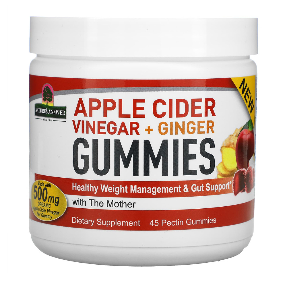 네이쳐스 앤서 <b>애플 사이다 비니거</b> + <b>진저 500mg</b> 45구미
