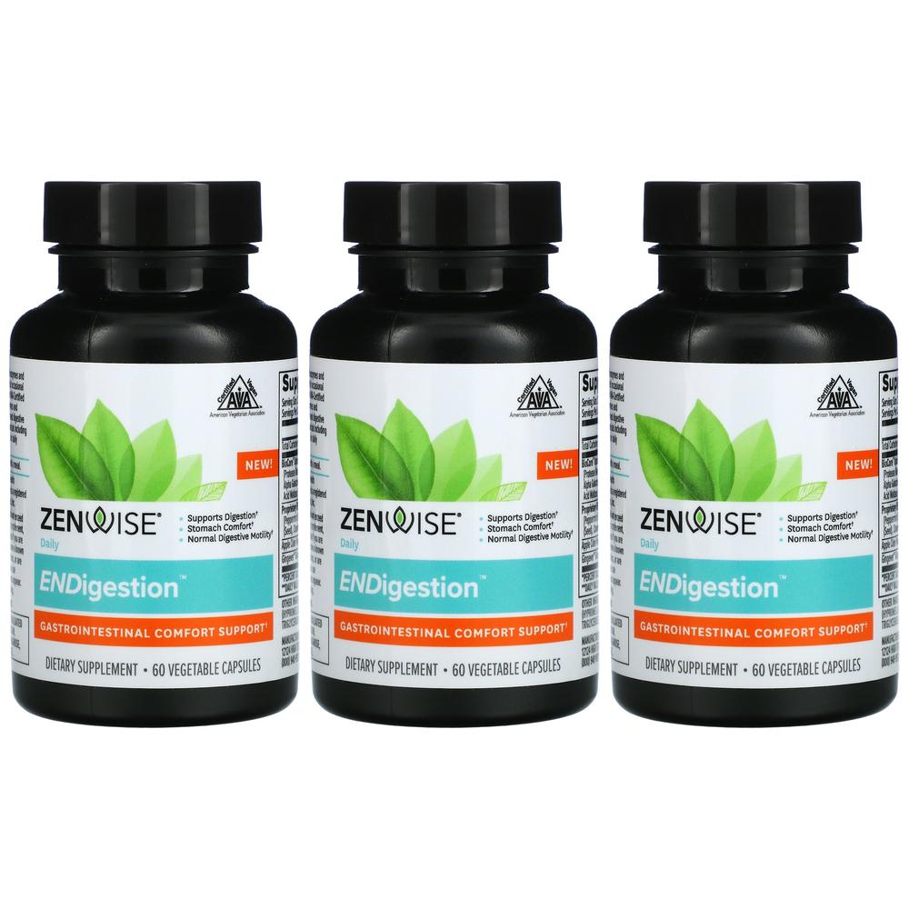 젠와이즈 헬스 <b>ENDigestion</b> 엔자임 아밀라아제 프로테아제 60정 2병 애플사이다 식초