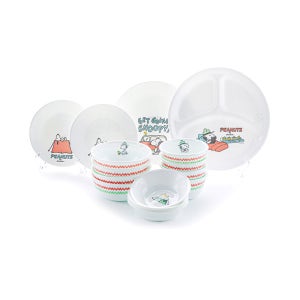 코렐 스누피캠핑 4인 17P 한국형 세트 / 접시추천 결혼선물 이사 집들이 신혼 캐릭터그릇 키덜트 식기