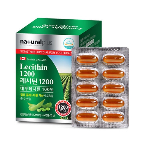 내츄럴플러스 레시틴1200 1200mg 60캡슐 대두레시틴 혈중 <b>콜레스테롤</b> 개선