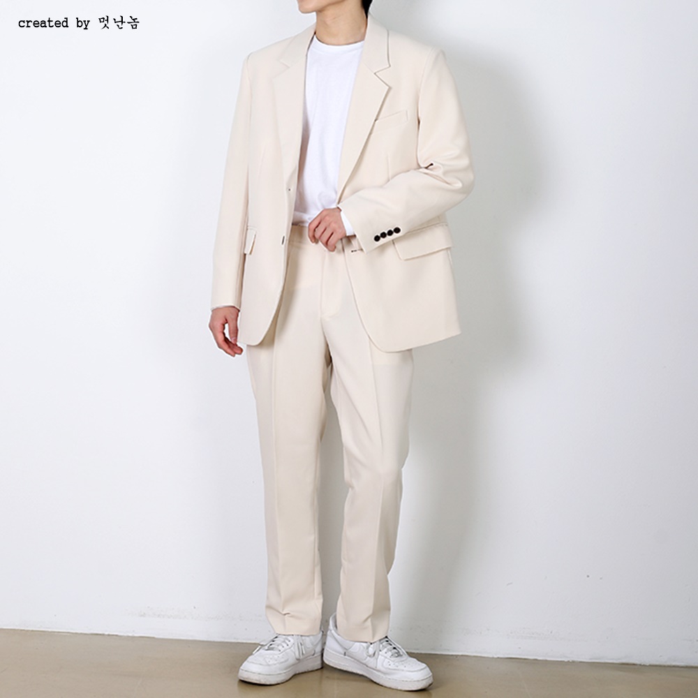 남자 캐주얼 정장 셋업 세미 오버핏 수트 결혼식하객룩