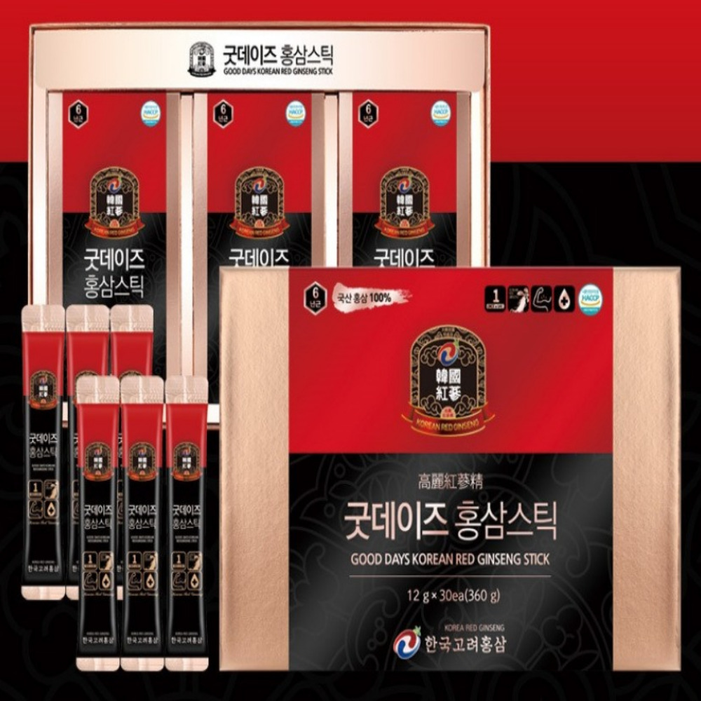 한국고려<b>홍삼</b> <b>홍삼정</b> 굿데이즈 고려<b>홍삼</b>스틱 12gX30포 1개월 명절선물세트
