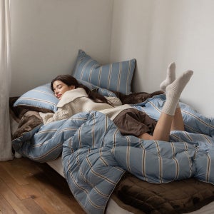 양면 부드러운 먼지없는 극세사 겨울 차렵이불 침구세트 이불베개세트 S