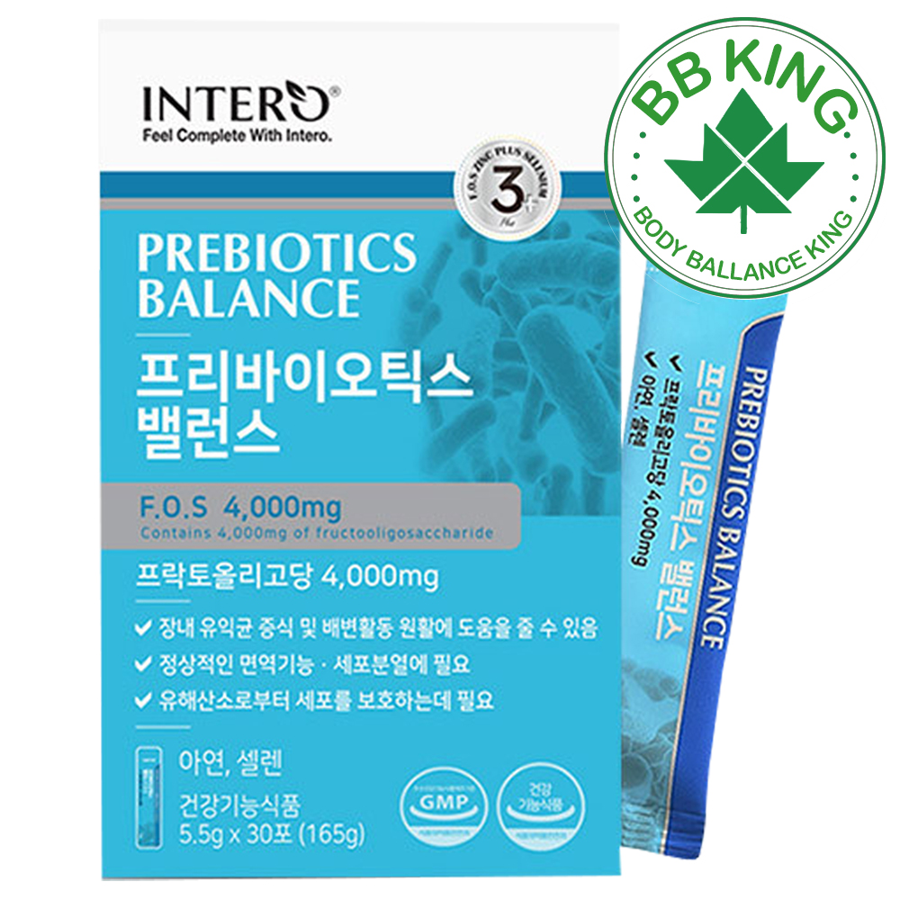 신바이오틱스 <b>프리바이오틱스</b> 프락토올리고당 장건강 FOS 가루 유산균먹이 스틱 인테로 30포, 1개