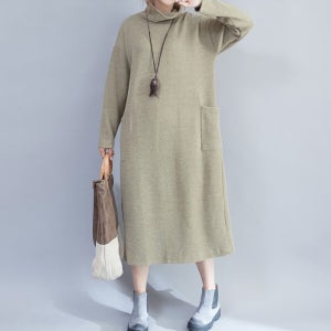 폴라티하이넥니트포켓루즈핏 데일리 롱원피스_B1043