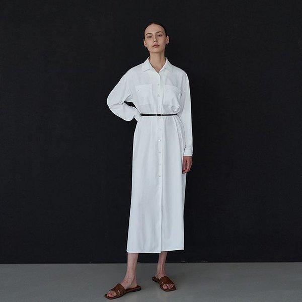 [갤러리아] Two-way long shirt dress - white
