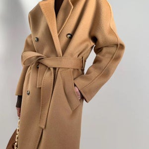호주산 양모 캐시미어 더블 울코트 고급 수입 명품스타일 카멜 루즈핏 코트