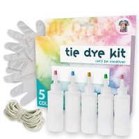 천아트 의류 패브릭물감 독일 넥타이 염료 키트 batik set of 5 직물 색상 fabric paint applicator 병 탄성 밴드 장갑 diy tie dye set