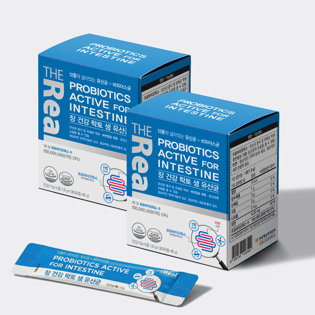[2+2이벤트] <b>더리얼</b> 장 건강 락토 생 유산균 <b>프로바이오틱스</b> 30포, 2개