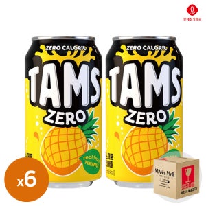 탐스제로 파인애플향 355ml 6캔(업소용) 뚱캔 캔음료 음료수 제로칼로리