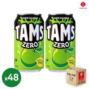 탐스제로 사과 355ml 48캔 과즙 탄산 뚱캔 캔음료 음료수 제로칼로리