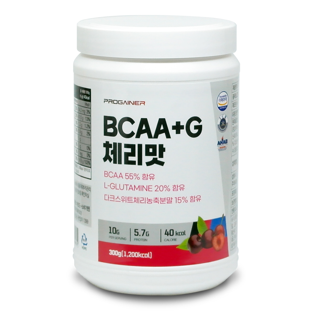 프로게이너 BCAA 글루타민 300g 체리맛 류신,이소류신,<b>발린</b> 필수아미노산 파우더