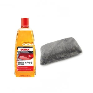 SONAX 소낙스 글로스 세차샴푸 1L 오리지날 중성 카샴푸 + 디바텍 워시패드 극세사패드 러시안블루